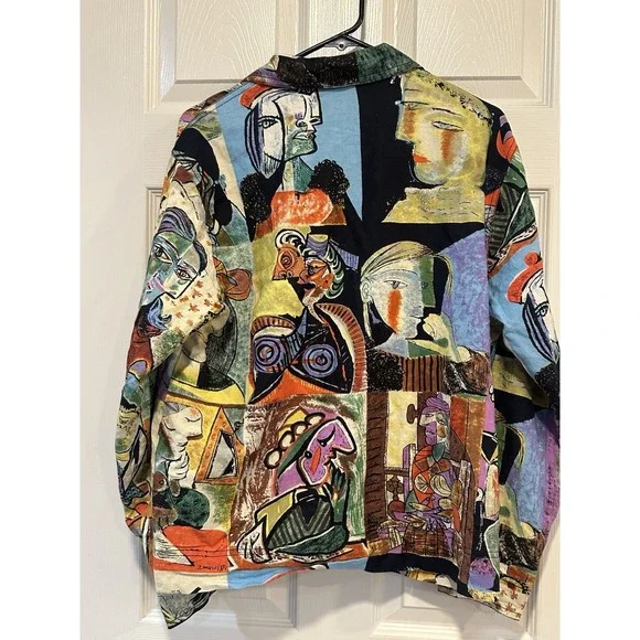 Vintage Kaktus Pablo Picasso Art Button Down Jacket Size M
